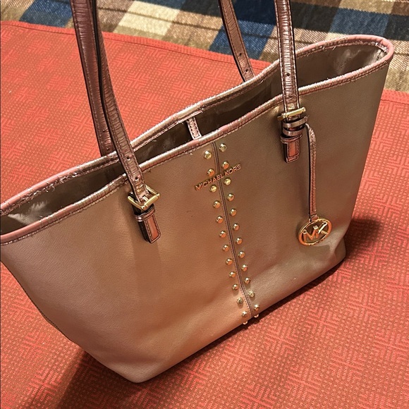 Michael Kors Blush Pink Studded Tote - Picture 1 of 13